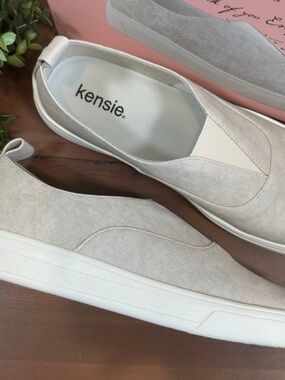Kensie Slip-On Canvas Sneakers in Light Beige